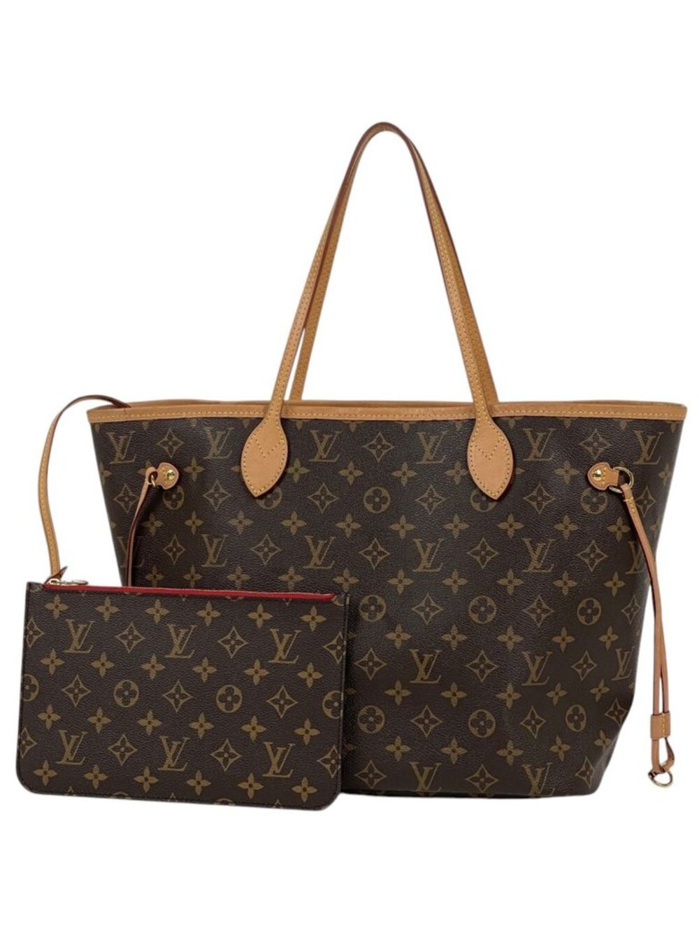 Louis Vuitton Neverfull MM Tote Monogram Brown Cerise